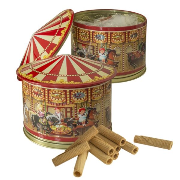 LATA CARRUSEL MUSICAL MINI BARQUILLOS CANELA 225g