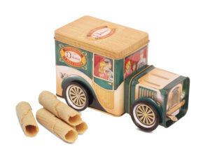 LATA COCHE MUSICAL CON MINI BARQUILLOS DE CANELA 100g